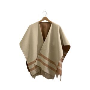 Talbots Neutral Beige Reversible Doubleface Face Wool Wrap Ruana